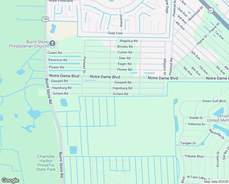 map of restaurants, bars, coffee shops, grocery stores, and more near 26296 Scham Road in Punta Gorda