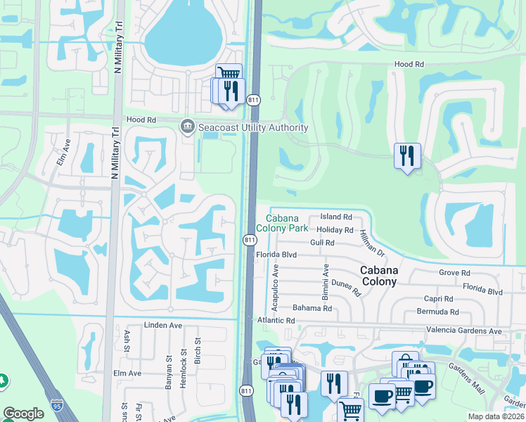 map of restaurants, bars, coffee shops, grocery stores, and more near 12052 Alternate A1A in Palm Beach Gardens