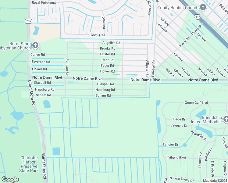 map of restaurants, bars, coffee shops, grocery stores, and more near 26344 Scham Road in Punta Gorda