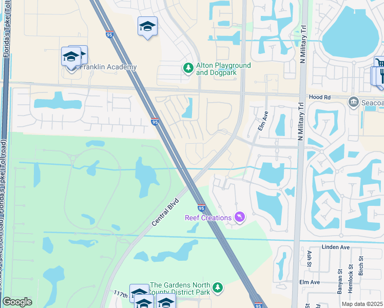 map of restaurants, bars, coffee shops, grocery stores, and more near 3333 Central Gardens Circle in Palm Beach Gardens