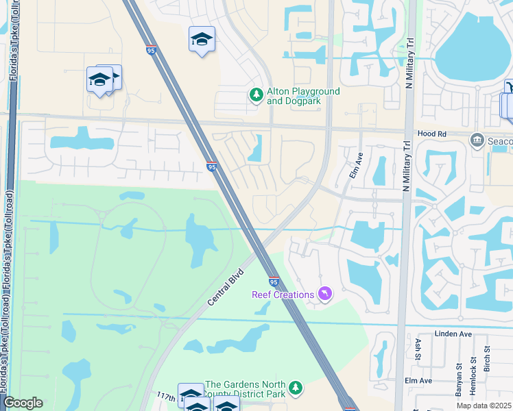 map of restaurants, bars, coffee shops, grocery stores, and more near 3333 Central Gardens Circle in Palm Beach Gardens
