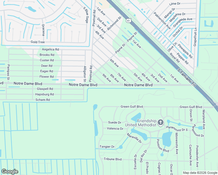 map of restaurants, bars, coffee shops, grocery stores, and more near 27105 Notre Dame Blvd in Punta Gorda