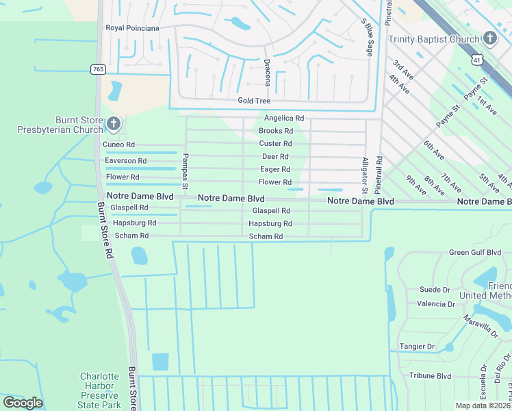map of restaurants, bars, coffee shops, grocery stores, and more near 26307 Notre Dame Boulevard in Punta Gorda
