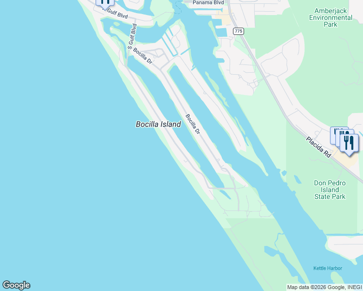 map of restaurants, bars, coffee shops, grocery stores, and more near 290 South Gulf Boulevard in Placida