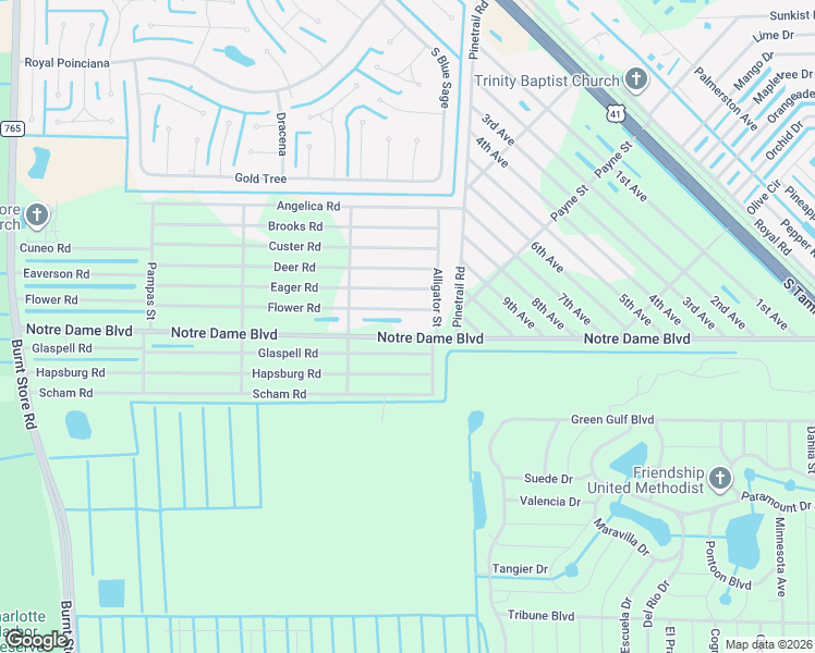 map of restaurants, bars, coffee shops, grocery stores, and more near 26508 Flower Road in Punta Gorda