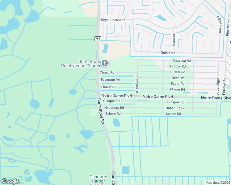 map of restaurants, bars, coffee shops, grocery stores, and more near 26065 Flower Road in Punta Gorda