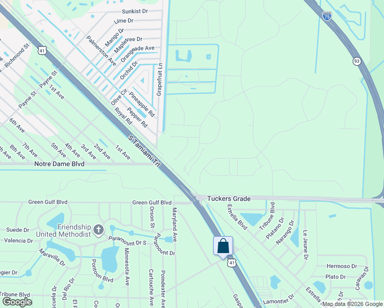 map of restaurants, bars, coffee shops, grocery stores, and more near 11586 Royal Road in Punta Gorda