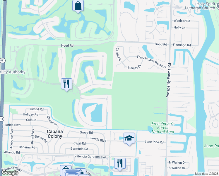 map of restaurants, bars, coffee shops, grocery stores, and more near 540 Les Jardin Drive in Palm Beach Gardens