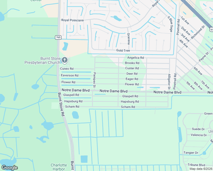 map of restaurants, bars, coffee shops, grocery stores, and more near 26208 Flower Road in Punta Gorda