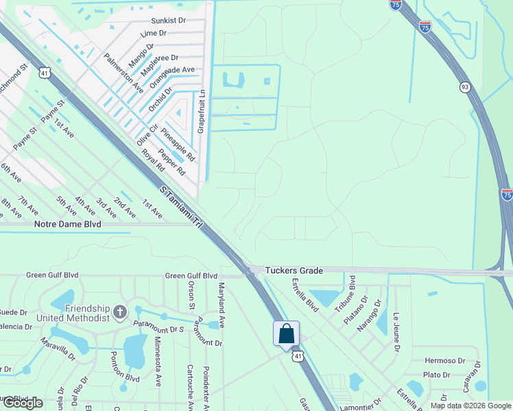 map of restaurants, bars, coffee shops, grocery stores, and more near 11548 Royal Road in Charlotte County