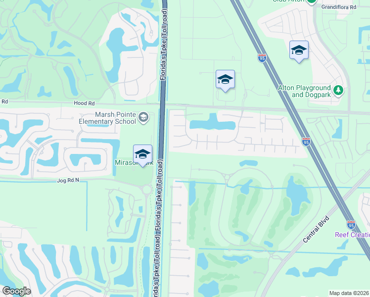 map of restaurants, bars, coffee shops, grocery stores, and more near 5736 Golden Eagle Circle in Palm Beach Gardens