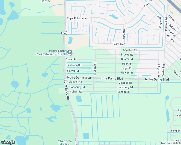map of restaurants, bars, coffee shops, grocery stores, and more near 26113 Flower Road in Punta Gorda