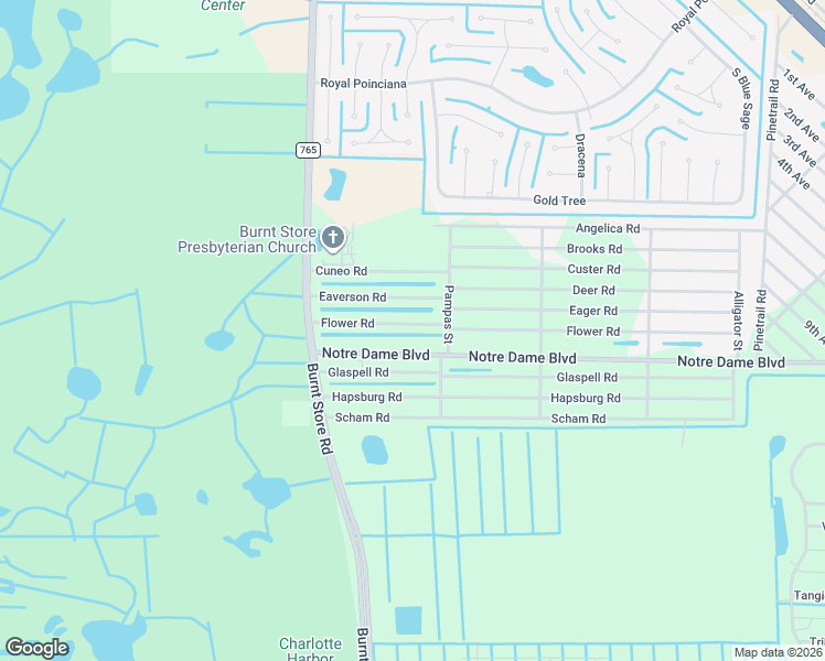map of restaurants, bars, coffee shops, grocery stores, and more near 26113 Flower Road in Punta Gorda