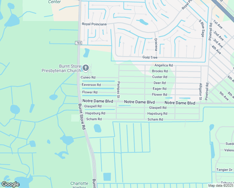 map of restaurants, bars, coffee shops, grocery stores, and more near 26153 Flower Road in Punta Gorda