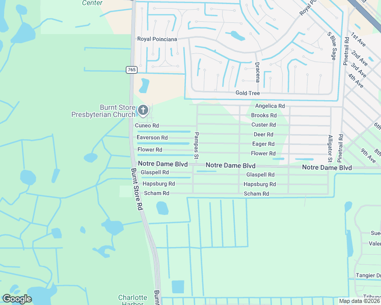 map of restaurants, bars, coffee shops, grocery stores, and more near 26153 Flower Road in Punta Gorda