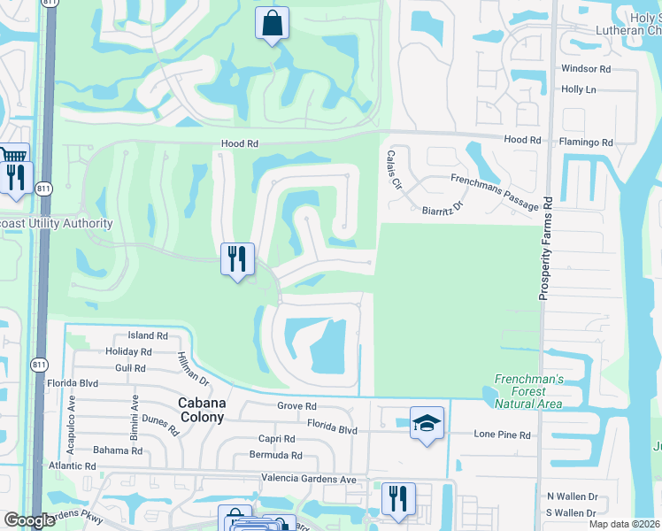 map of restaurants, bars, coffee shops, grocery stores, and more near 524 Les Jardin Drive in Palm Beach Gardens