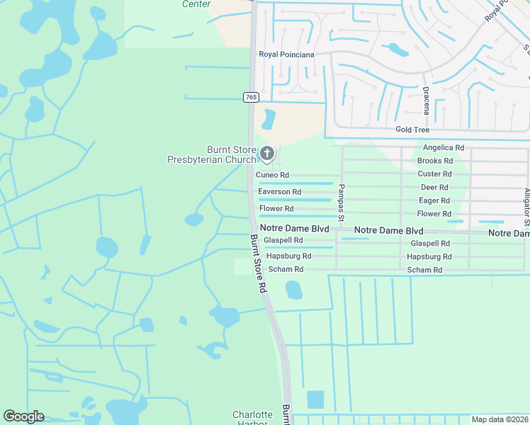 map of restaurants, bars, coffee shops, grocery stores, and more near 26009 Flower Road in Punta Gorda