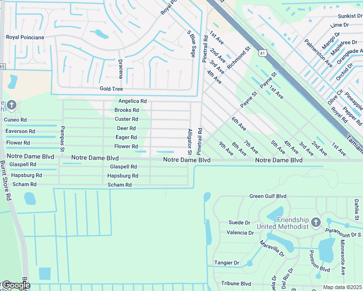 map of restaurants, bars, coffee shops, grocery stores, and more near 26508 Flower Road in Punta Gorda