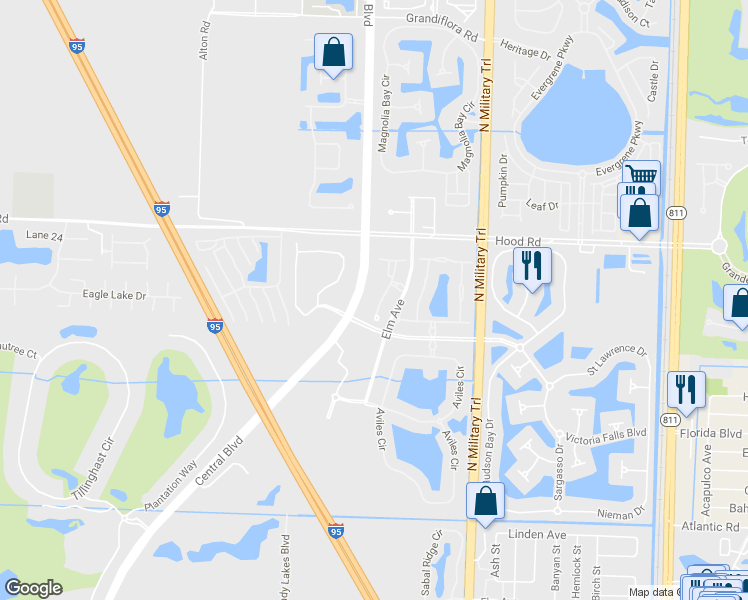 map of restaurants, bars, coffee shops, grocery stores, and more near 5017 Dulce Court in Palm Beach Gardens