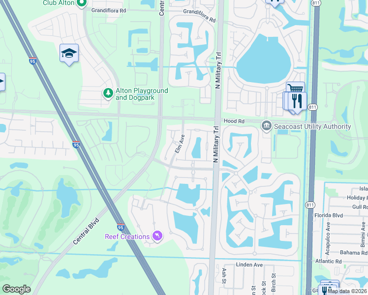 map of restaurants, bars, coffee shops, grocery stores, and more near 4811 Cadiz Circle in Palm Beach Gardens