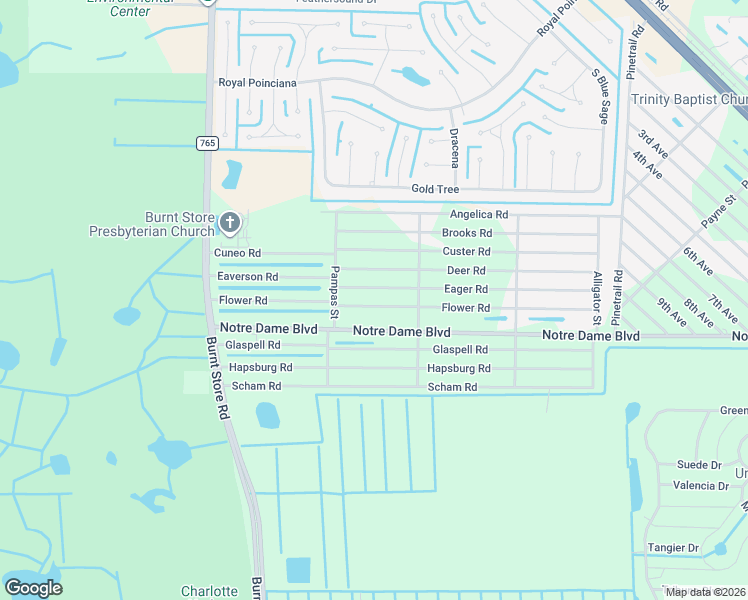 map of restaurants, bars, coffee shops, grocery stores, and more near 26208 Flower Road in Punta Gorda