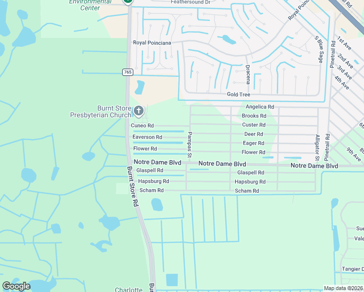 map of restaurants, bars, coffee shops, grocery stores, and more near 26153 Flower Road in Punta Gorda