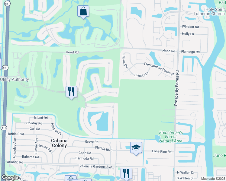 map of restaurants, bars, coffee shops, grocery stores, and more near 538 Les Jardin Drive in Palm Beach Gardens