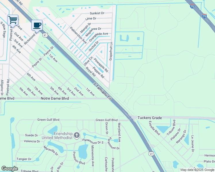 map of restaurants, bars, coffee shops, grocery stores, and more near 11586 Royal Road in Punta Gorda