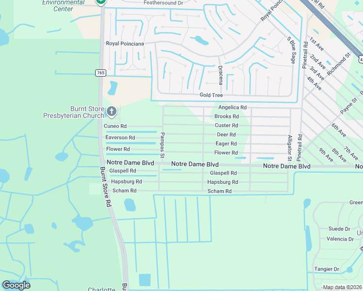 map of restaurants, bars, coffee shops, grocery stores, and more near 26208 Flower Road in Punta Gorda