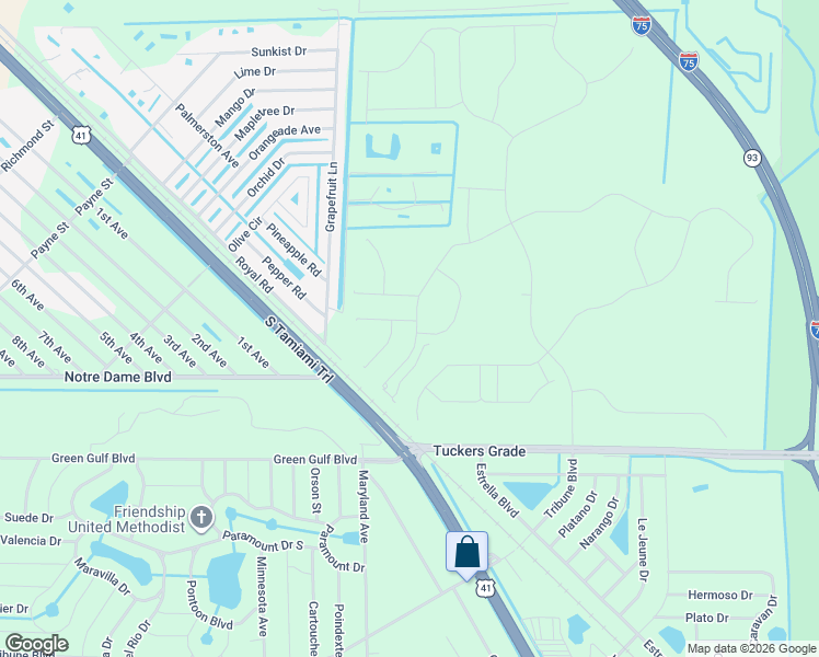 map of restaurants, bars, coffee shops, grocery stores, and more near 11586 Royal Road in Punta Gorda