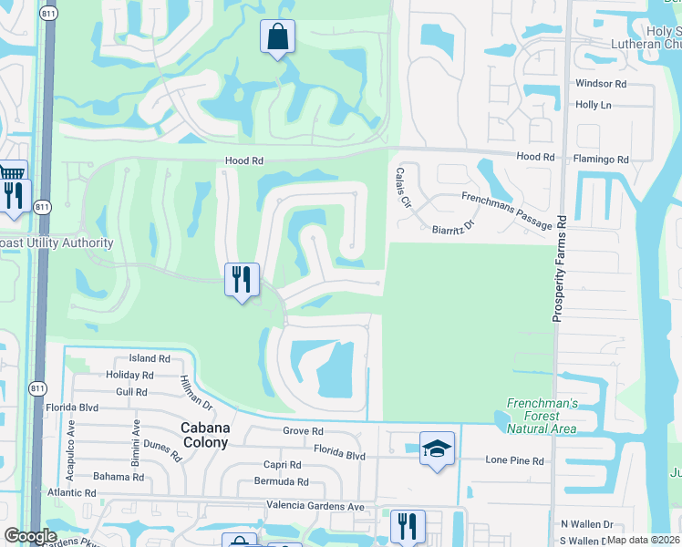 map of restaurants, bars, coffee shops, grocery stores, and more near 525 Les Jardin Dr in Palm Beach Gardens