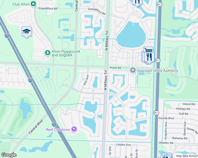 map of restaurants, bars, coffee shops, grocery stores, and more near 4620 Cadiz Circle in Palm Beach Gardens