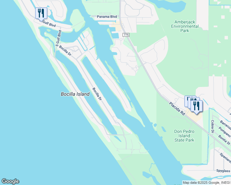 map of restaurants, bars, coffee shops, grocery stores, and more near 371 Kettle Harbor Drive in Placida