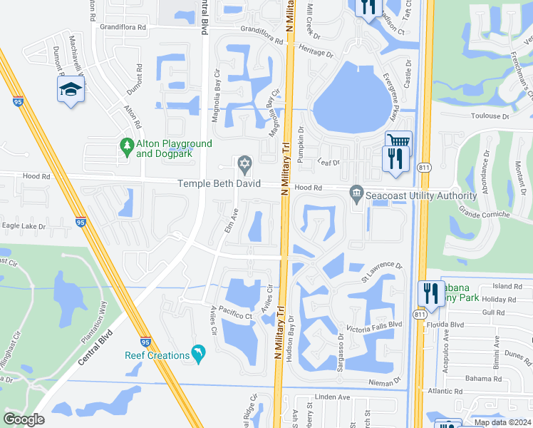map of restaurants, bars, coffee shops, grocery stores, and more near 4632 Cadiz Circle in Palm Beach Gardens
