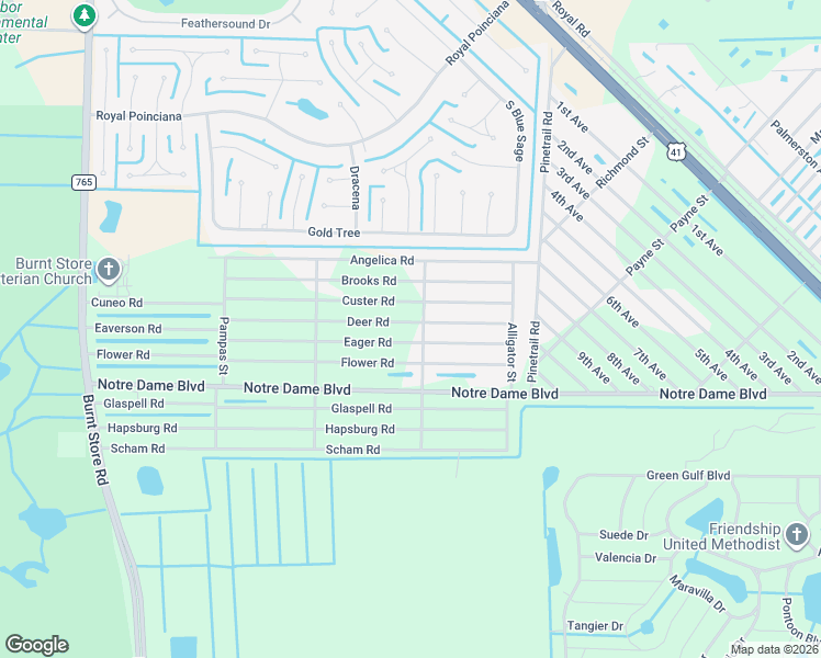 map of restaurants, bars, coffee shops, grocery stores, and more near 26402 Deer Road in Punta Gorda