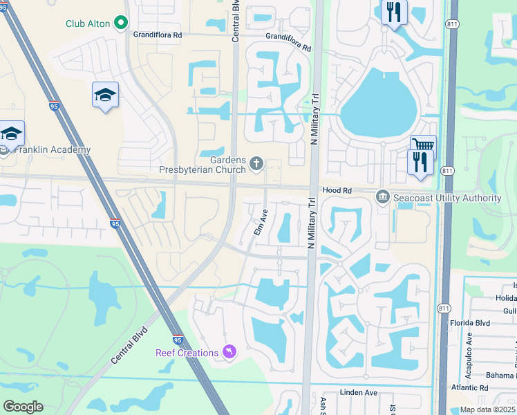 map of restaurants, bars, coffee shops, grocery stores, and more near 5074 Dulce Court in Palm Beach Gardens
