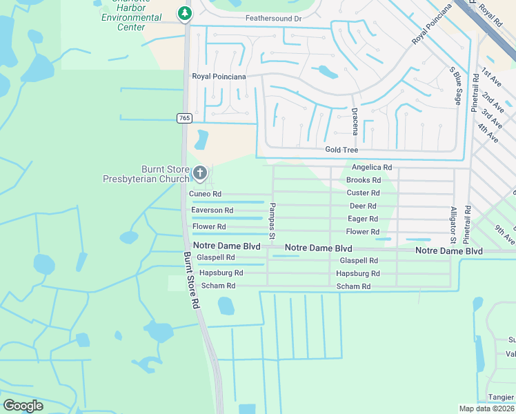 map of restaurants, bars, coffee shops, grocery stores, and more near 26116 Eaverson Road in Punta Gorda