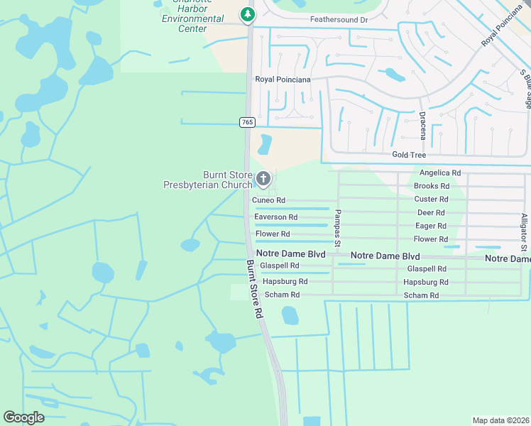 map of restaurants, bars, coffee shops, grocery stores, and more near 26020 Eaverson Road in Punta Gorda