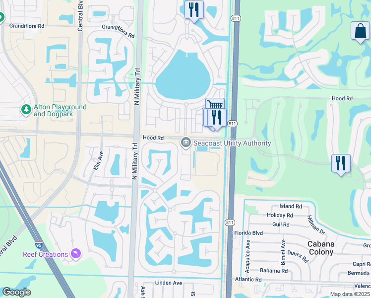 map of restaurants, bars, coffee shops, grocery stores, and more near 4200 Hood Road in Palm Beach Gardens