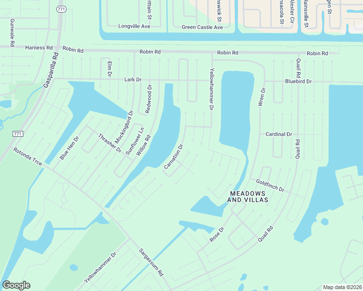 map of restaurants, bars, coffee shops, grocery stores, and more near Carnation Drive in Placida