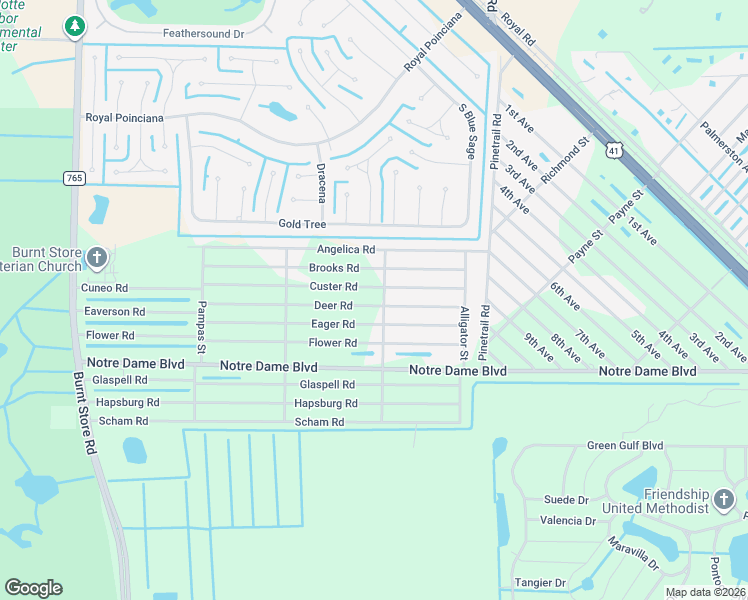 map of restaurants, bars, coffee shops, grocery stores, and more near 26402 Deer Road in Punta Gorda