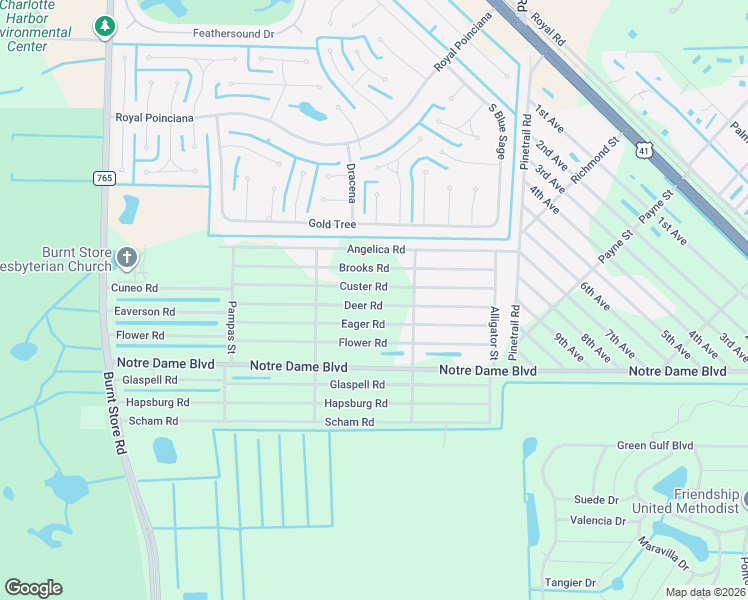 map of restaurants, bars, coffee shops, grocery stores, and more near 26362 Deer Road in Punta Gorda