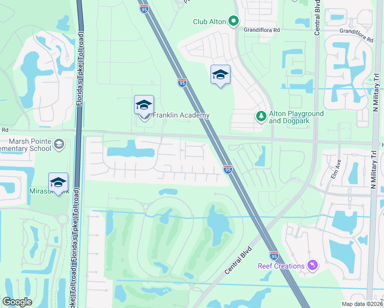 map of restaurants, bars, coffee shops, grocery stores, and more near 4645 Mediterranean Circle in Palm Beach Gardens
