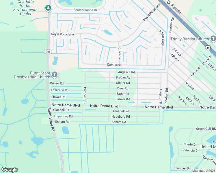 map of restaurants, bars, coffee shops, grocery stores, and more near 26256 Deer Road in Punta Gorda
