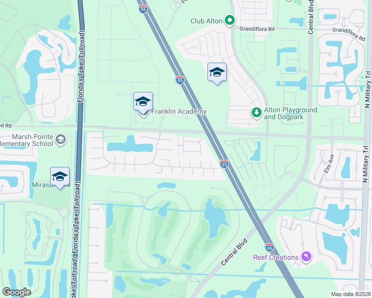 map of restaurants, bars, coffee shops, grocery stores, and more near 4657 Mediterranean Circle in Palm Beach Gardens