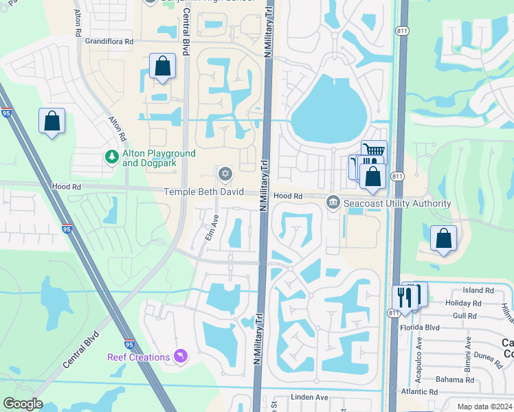 map of restaurants, bars, coffee shops, grocery stores, and more near 4655 Cadiz Circle in Palm Beach Gardens