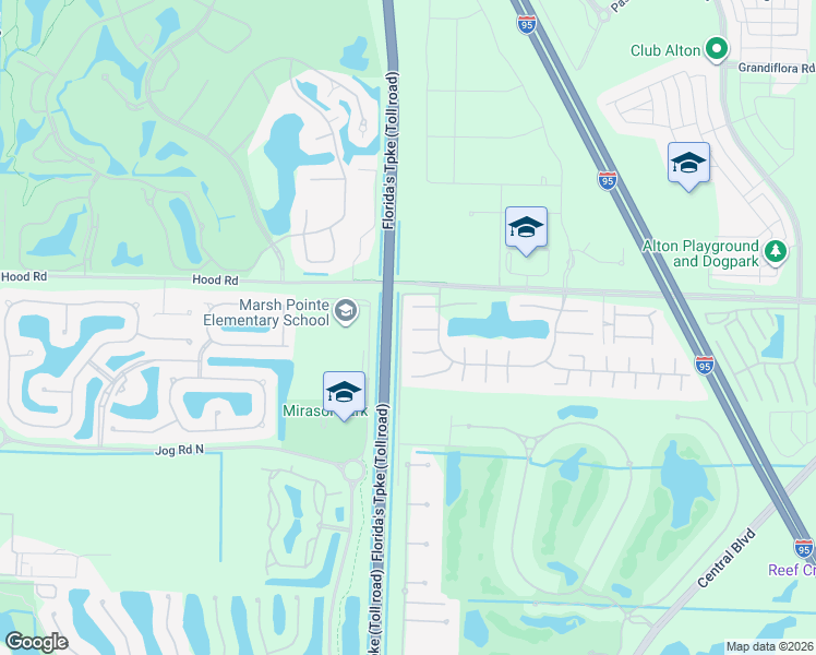 map of restaurants, bars, coffee shops, grocery stores, and more near 5900 Golden Eagle Circle in Palm Beach Gardens