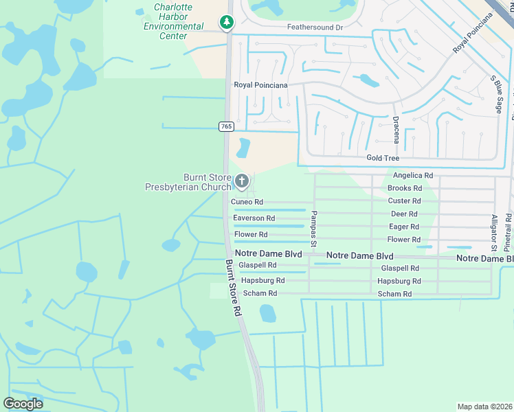 map of restaurants, bars, coffee shops, grocery stores, and more near 26068 Eaverson Road in Punta Gorda