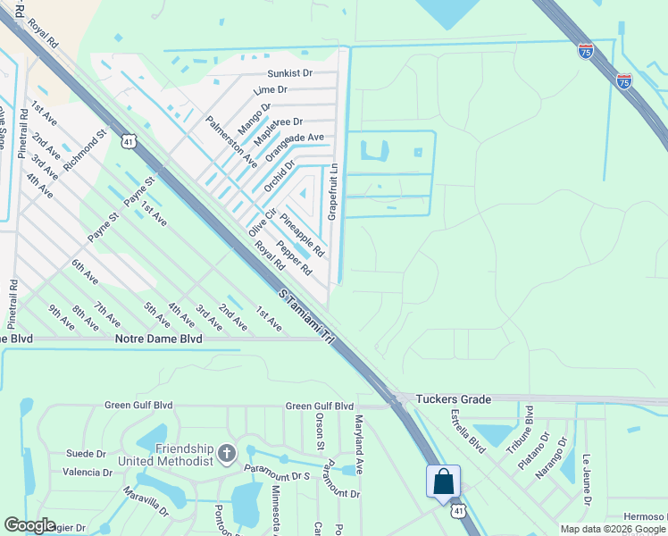 map of restaurants, bars, coffee shops, grocery stores, and more near 11346 Grapefruit Lane in Punta Gorda