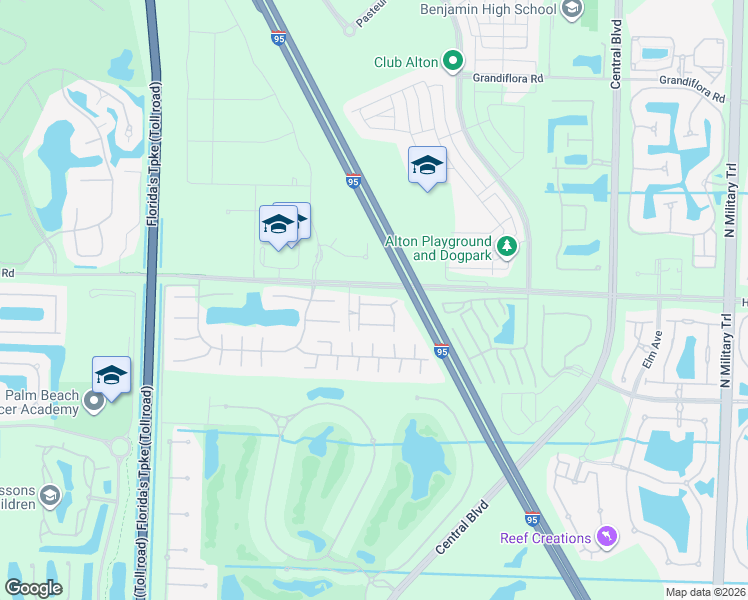 map of restaurants, bars, coffee shops, grocery stores, and more near 4541 Mediterranean Circle in Palm Beach Gardens